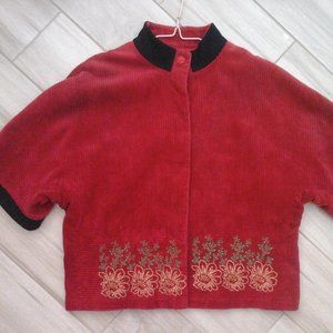 Yilijia Deep Red Wide Wale Corduroy Jacket.  Size M